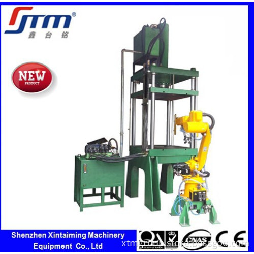 Full Automatic Hydraulic Metal Casting Products Trimming Machine With Robot Arm